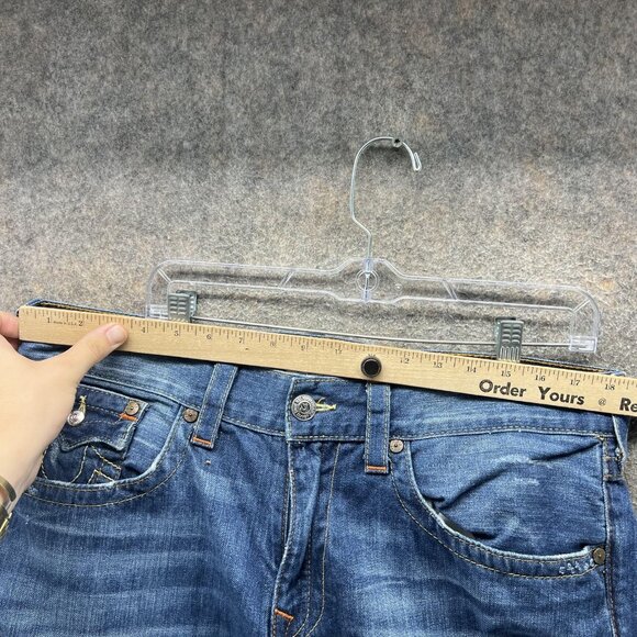 True Religion Billy Jeans Mens 36 Blue Denim Straight Leg Bootcut Made USA - Picture 8 of 10